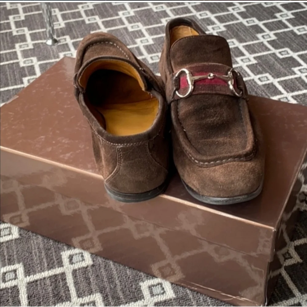 GUCCI Moca Pelle S. Cuoio Horsebit suede loafers Men - Picture 14 of 16